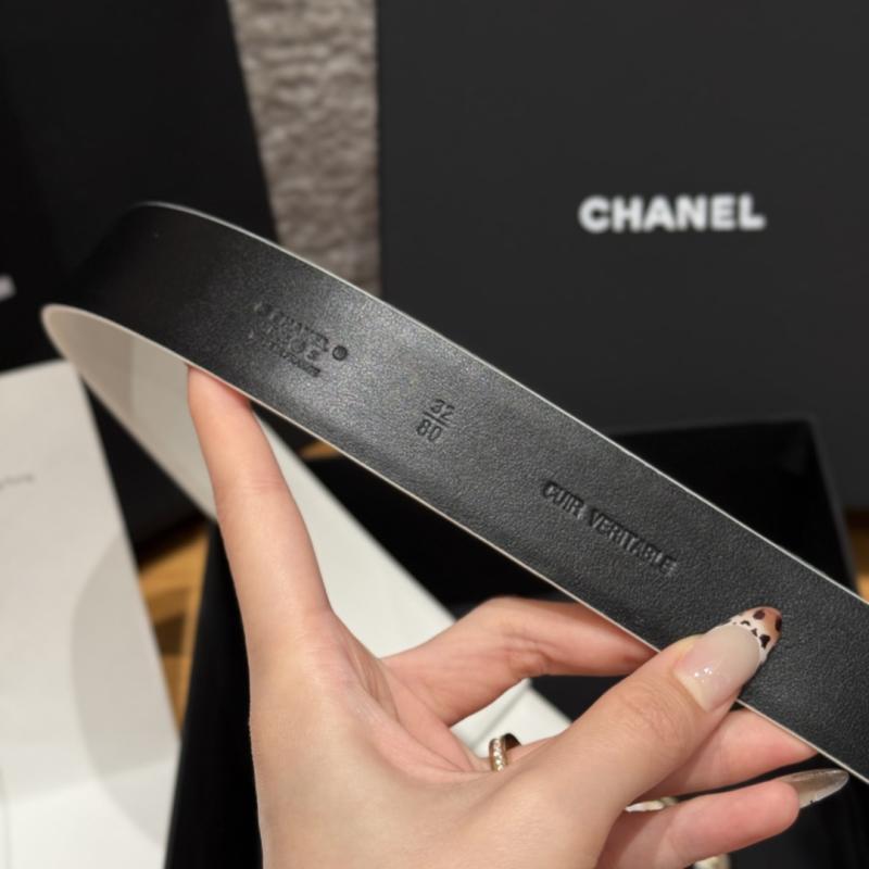 Chanel 3cm Leather Belt White with Gold BCB90608