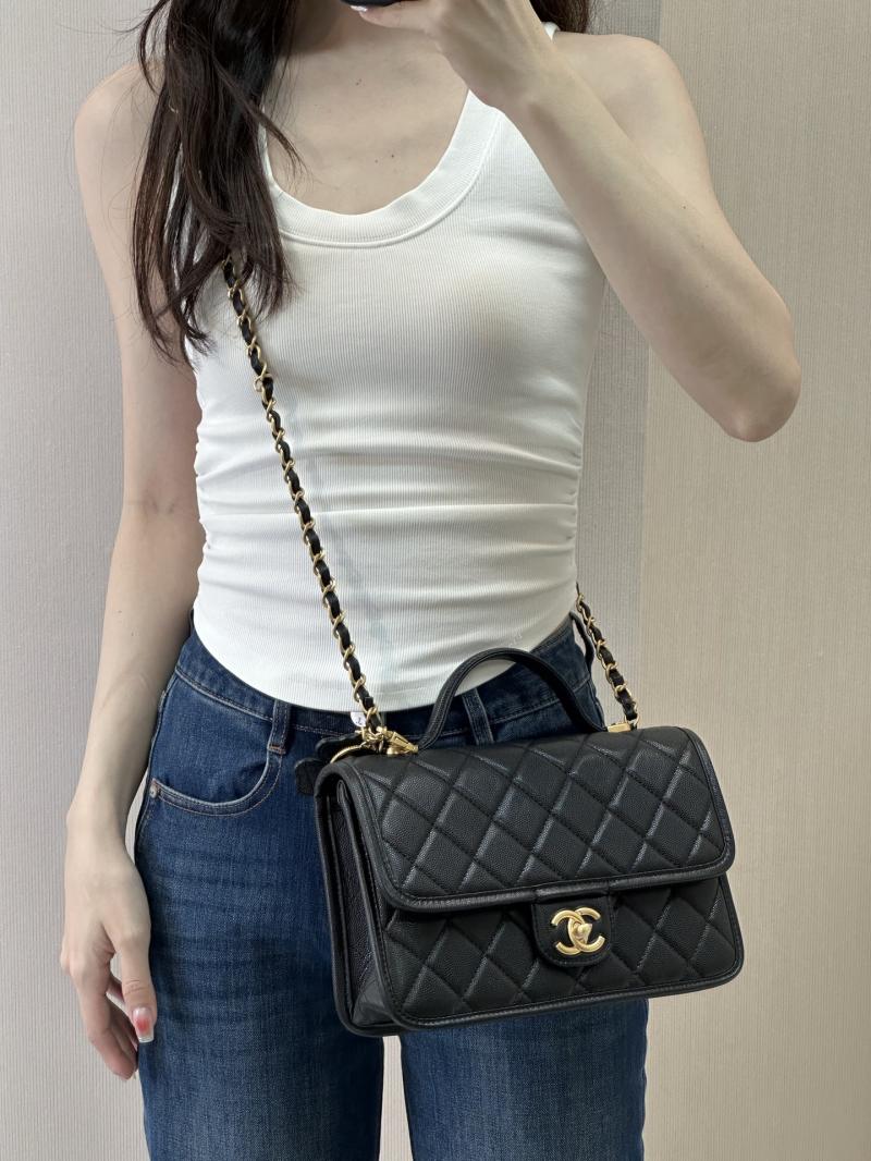 Chanel Flap Bag With Top Handle Black AS3653