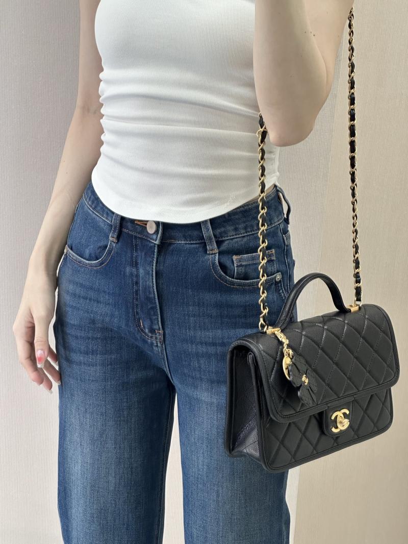 Chanel Flap Bag With Top Handle Black AS3653
