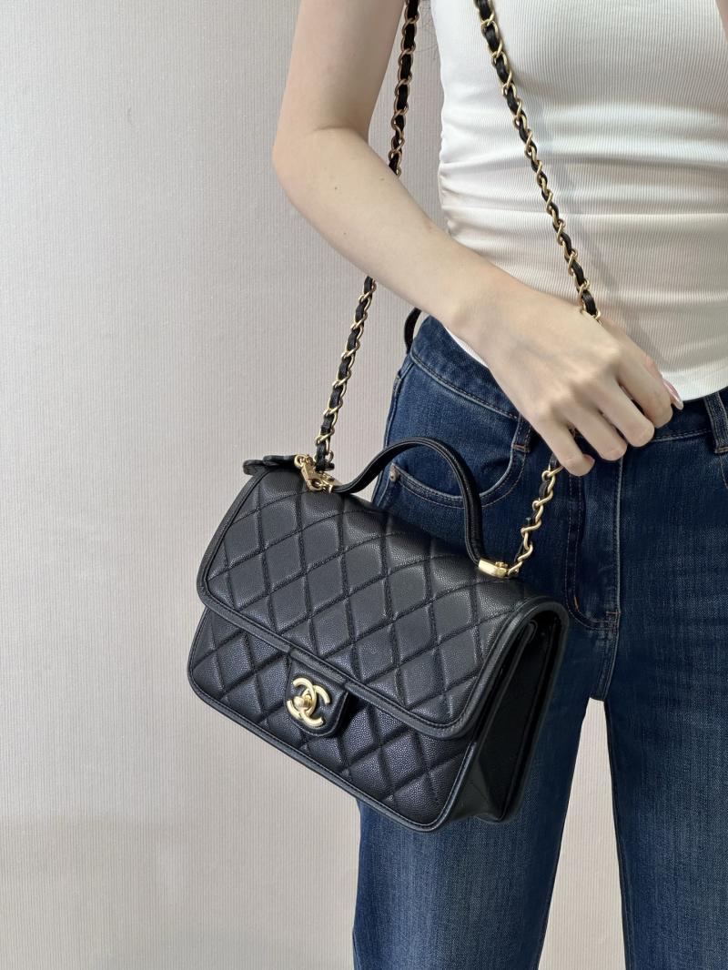 Chanel Flap Bag With Top Handle Black AS3653