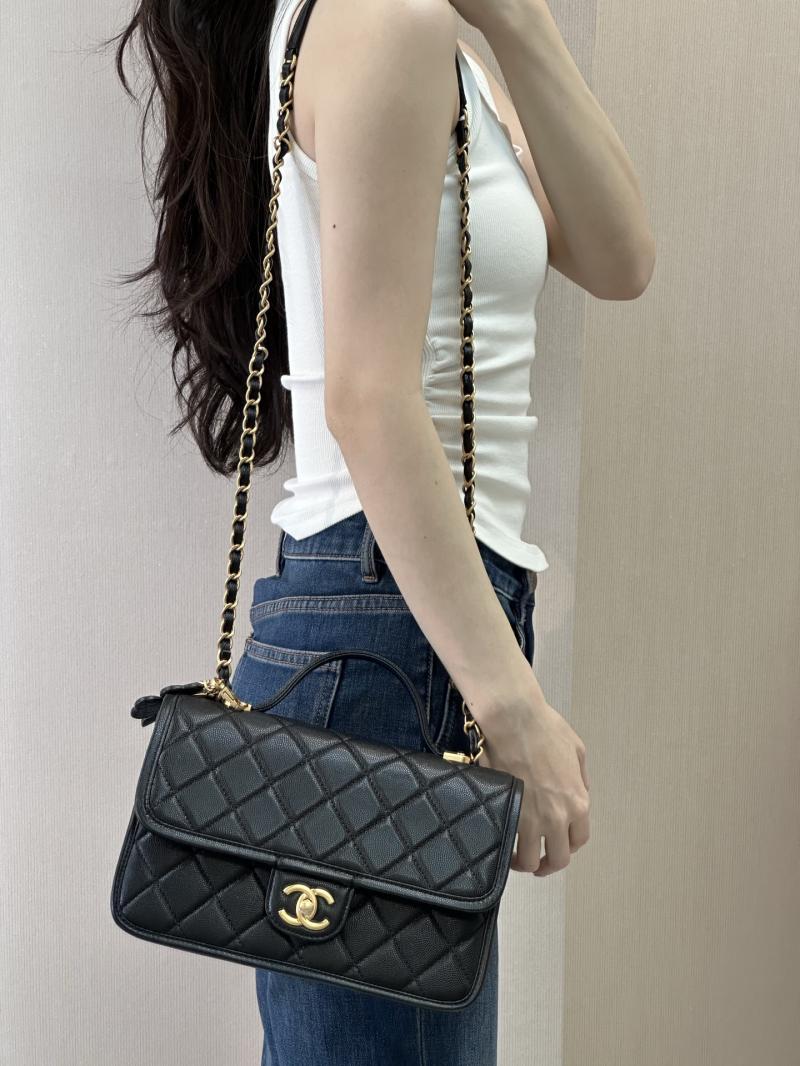 Chanel Flap Bag With Top Handle Black AS3653