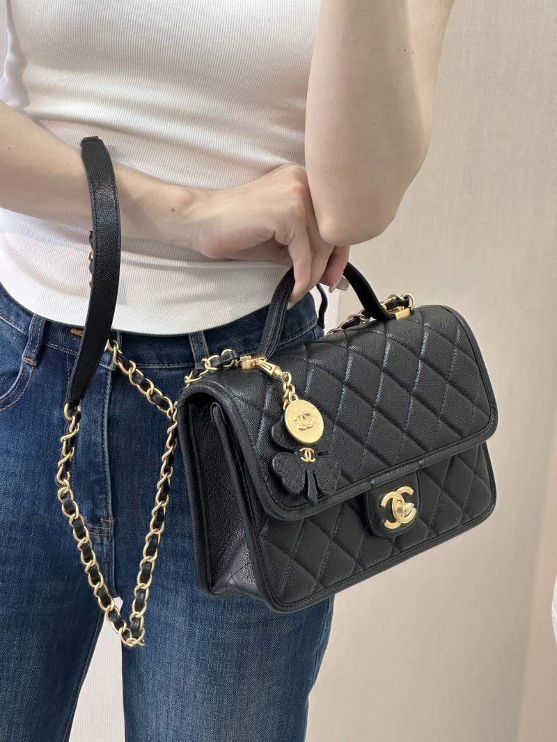 Chanel Flap Bag With Top Handle Black AS3653