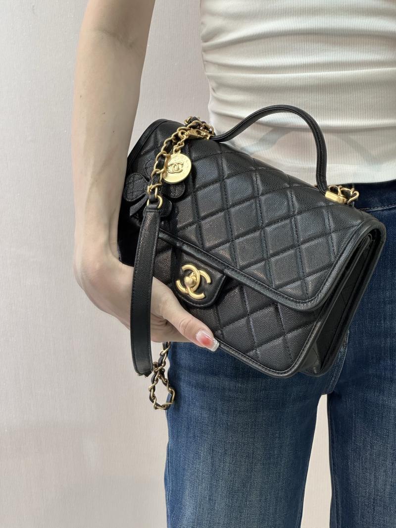 Chanel Flap Bag With Top Handle Black AS3653