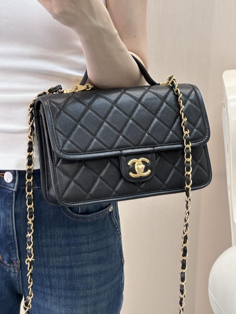 Chanel Flap Bag With Top Handle Black AS3653