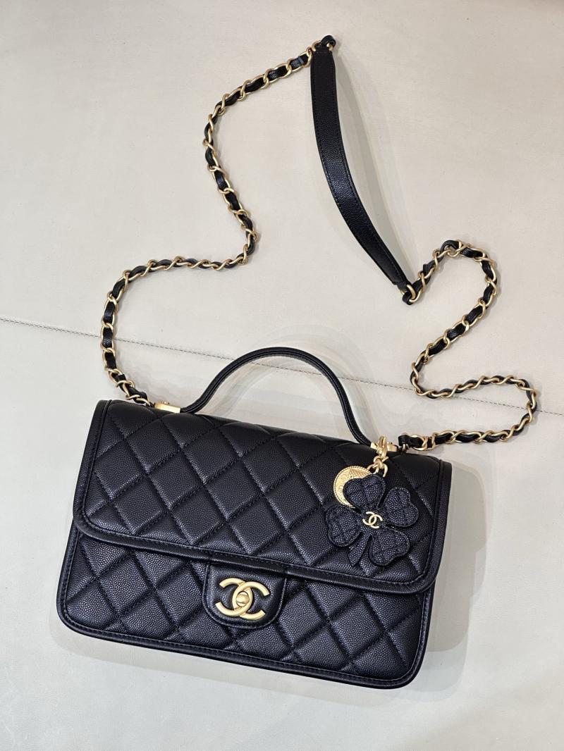 Chanel Flap Bag With Top Handle Black AS3653