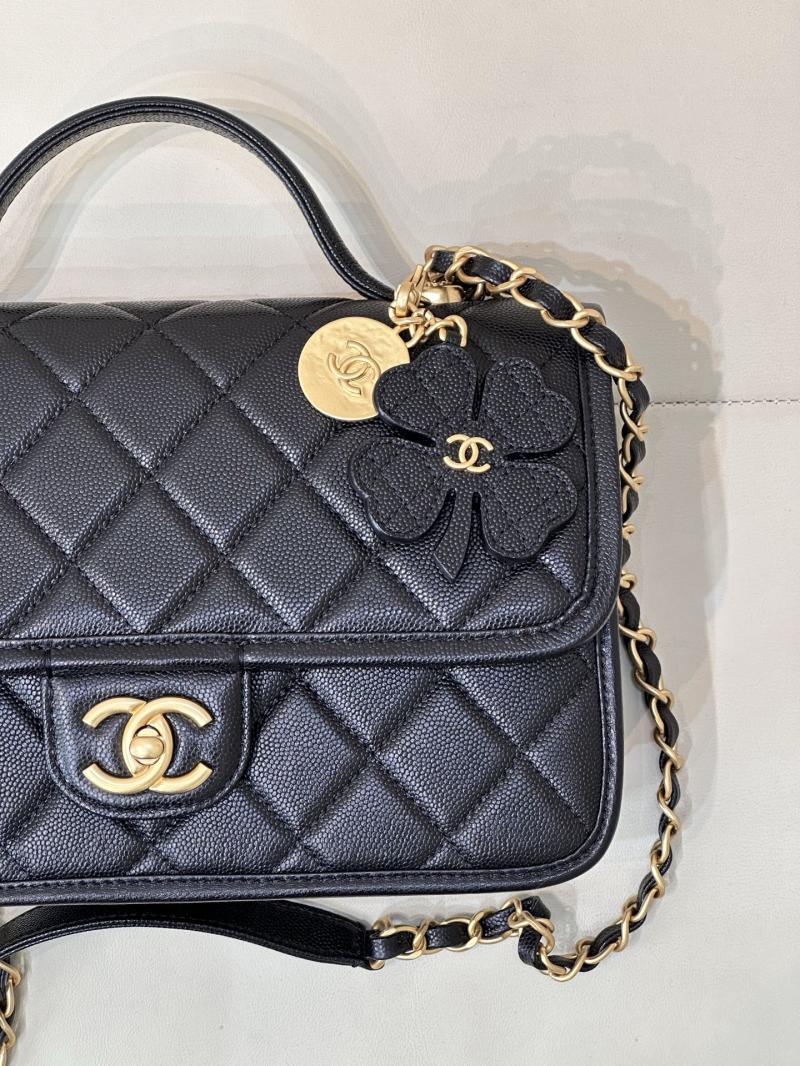 Chanel Flap Bag With Top Handle Black AS3653