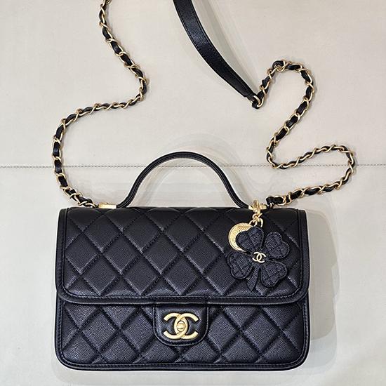 Chanel Flap Bag With Top Handle Black AS3653