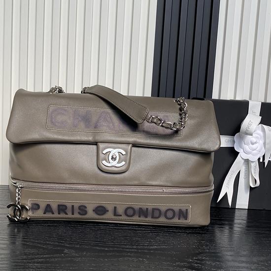 Chanel Large Expandable Paris London Bag Grey AS9902