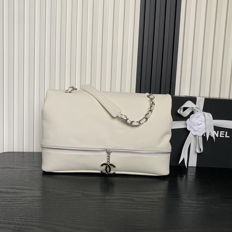 Chanel Large Expandable Paris London Bag White Black AS9902