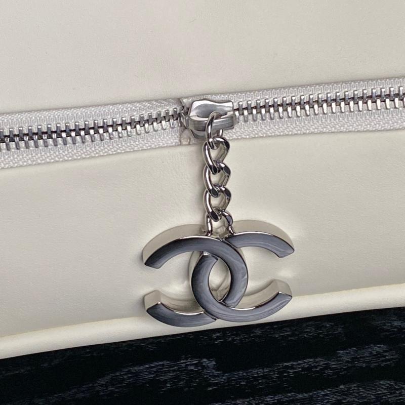 Chanel Large Expandable Paris London Bag White Black AS9902