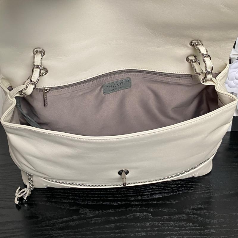Chanel Large Expandable Paris London Bag White Black AS9902