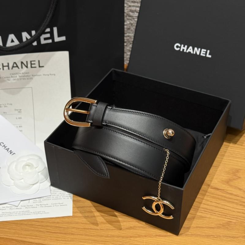 Chanel Leather Belt Black with Gold BCB90607