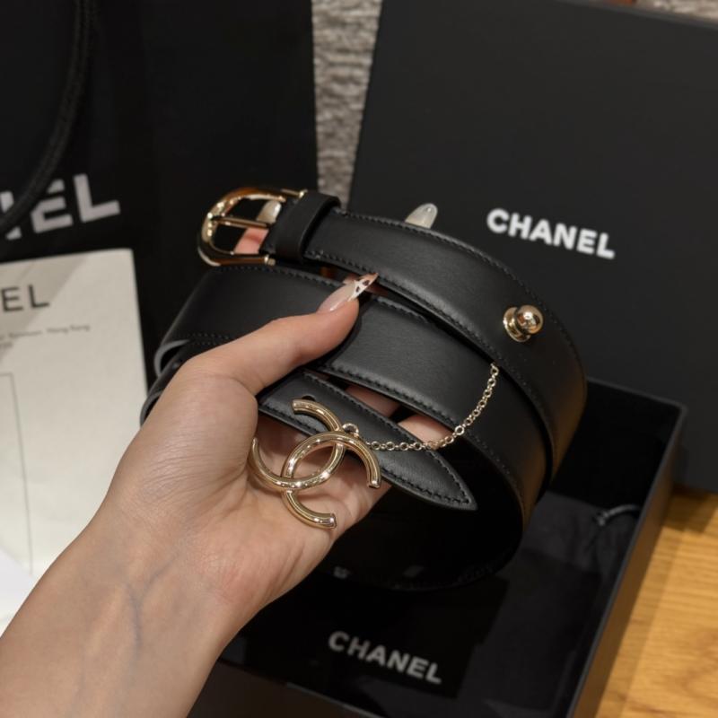 Chanel Leather Belt Black with Gold BCB90607