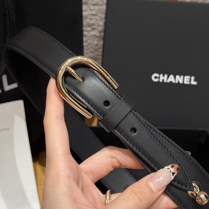 Chanel Leather Belt Black with Gold BCB90607