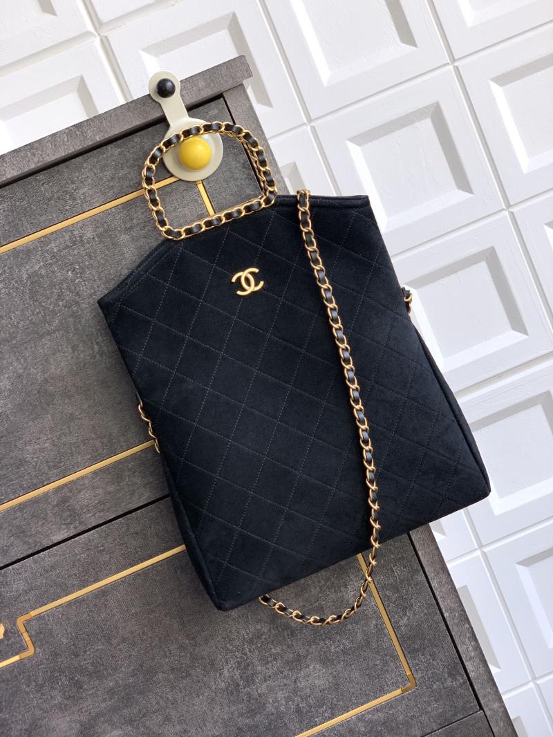 Chanel Medium Suede Shoulder Bag Black AS81702