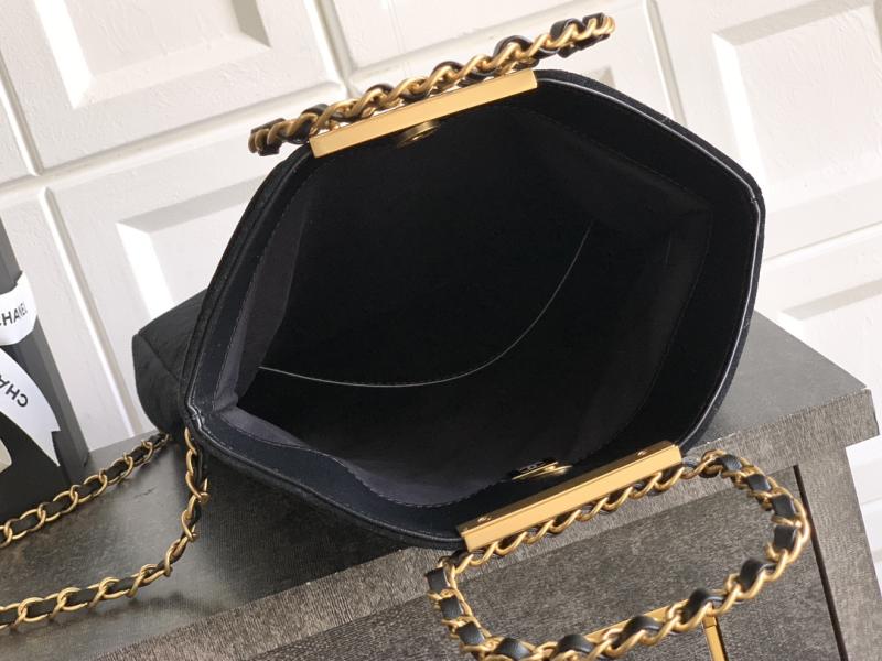 Chanel Medium Suede Shoulder Bag Black AS81702