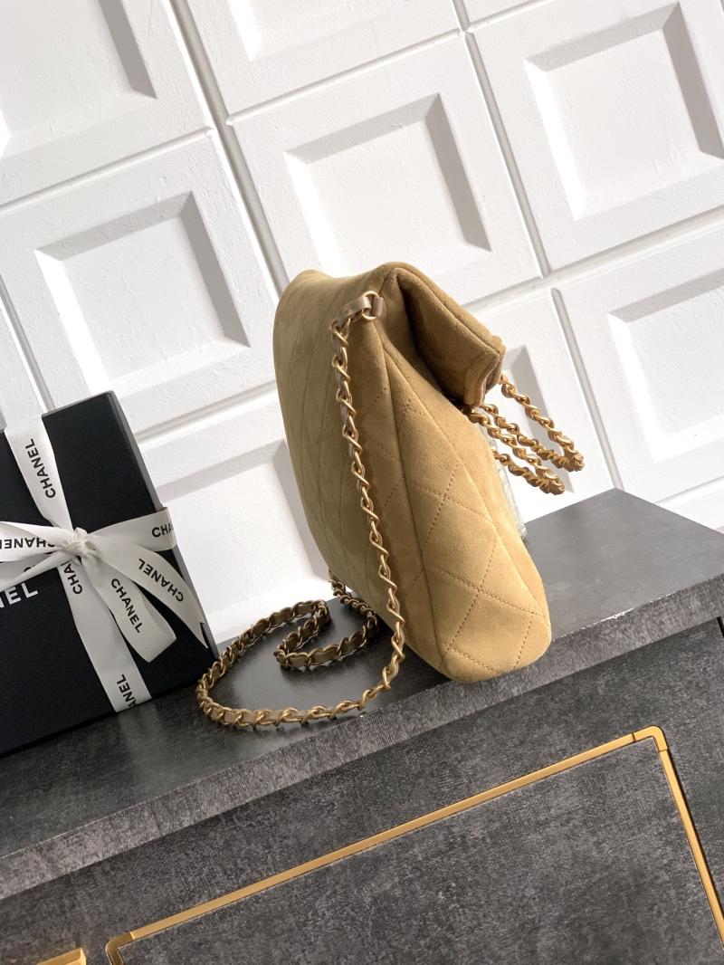 Chanel Medium Suede Shoulder Bag Camel AS81702