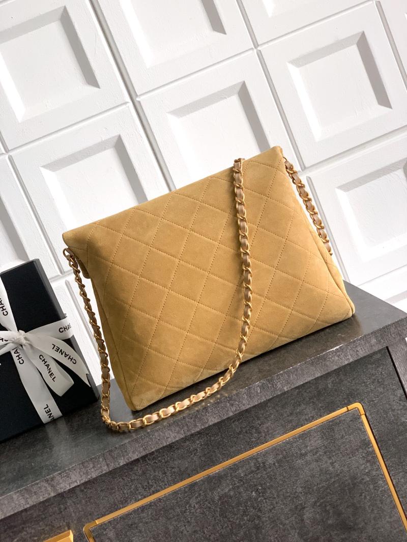 Chanel Medium Suede Shoulder Bag Camel AS81702