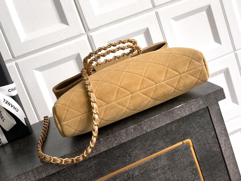 Chanel Medium Suede Shoulder Bag Camel AS81702