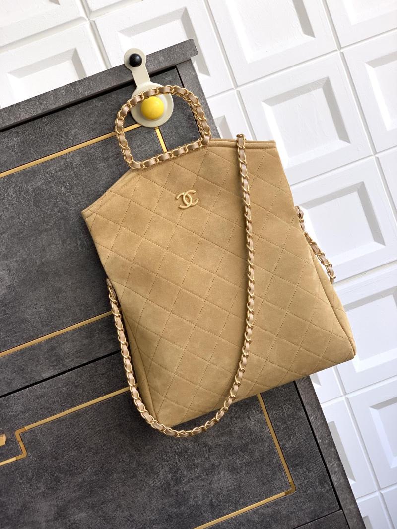 Chanel Medium Suede Shoulder Bag Camel AS81702