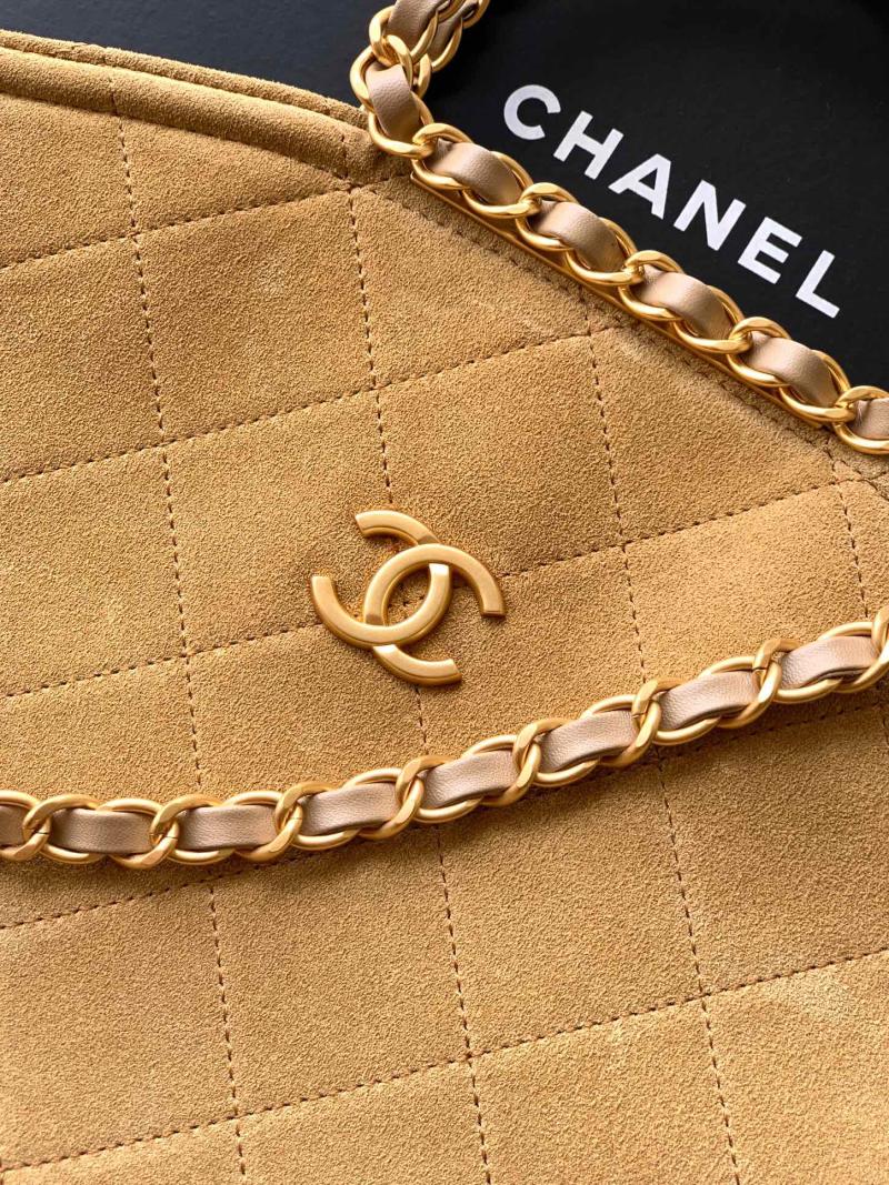 Chanel Medium Suede Shoulder Bag Camel AS81702