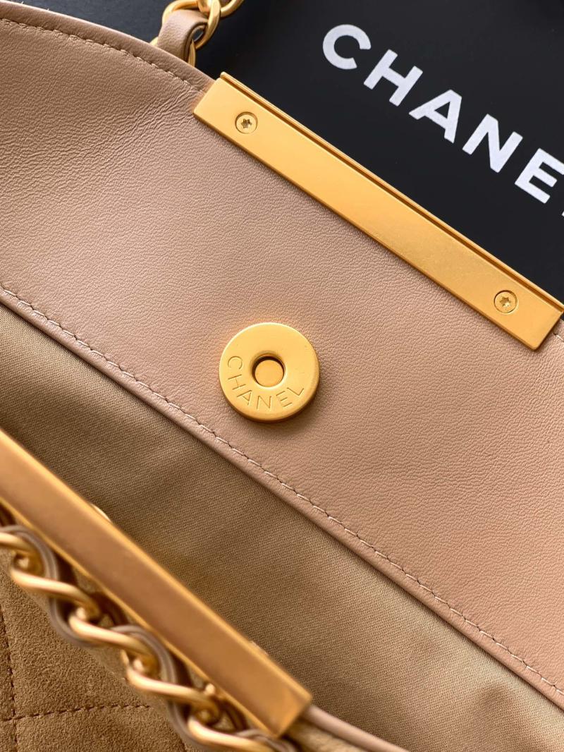 Chanel Medium Suede Shoulder Bag Camel AS81702