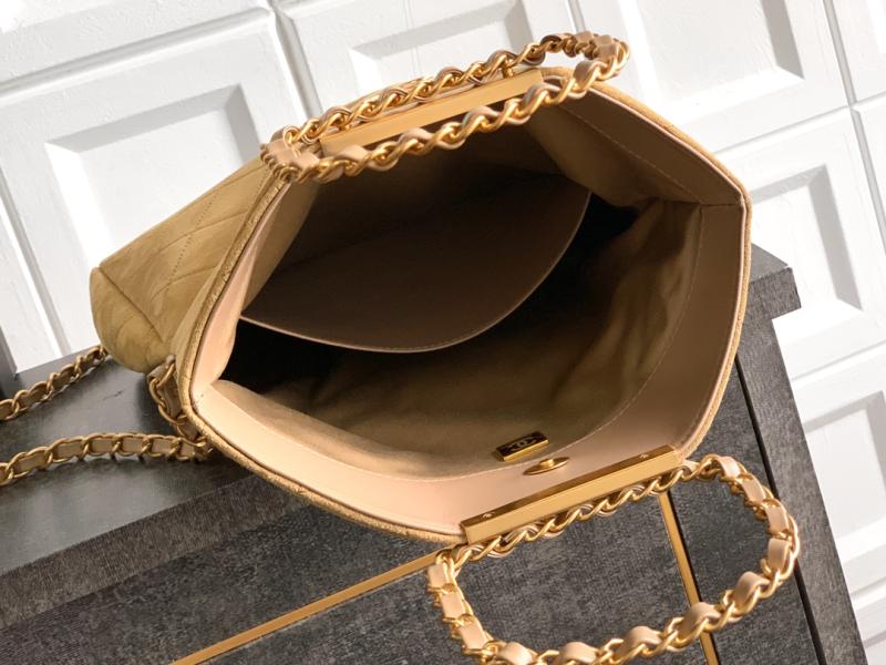 Chanel Medium Suede Shoulder Bag Camel AS81702