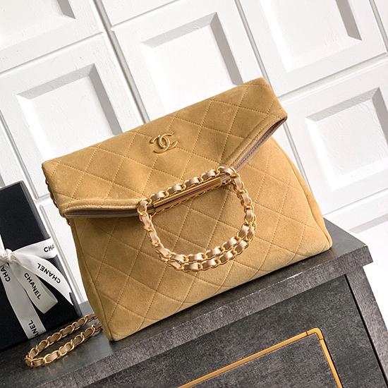 Chanel Medium Suede Shoulder Bag Camel AS81702