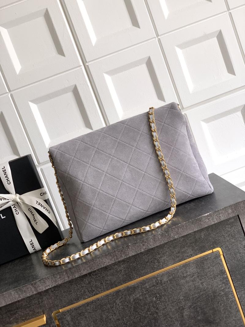 Chanel Medium Suede Shoulder Bag Grey AS81702