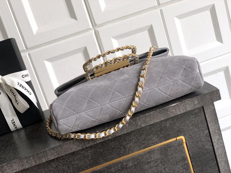 Chanel Medium Suede Shoulder Bag Grey AS81702