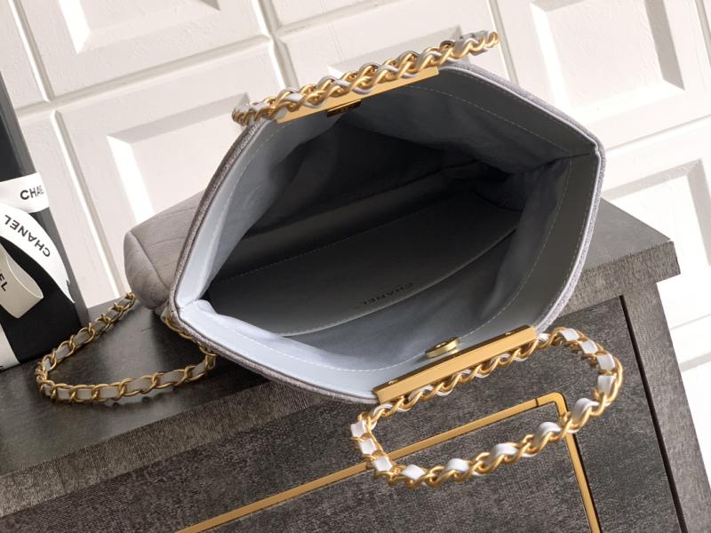 Chanel Medium Suede Shoulder Bag Grey AS81702