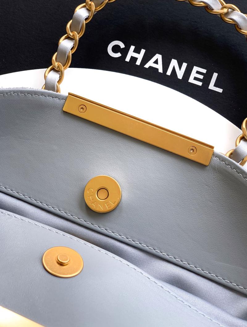 Chanel Medium Suede Shoulder Bag Grey AS81702