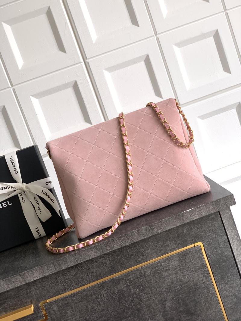 Chanel Medium Suede Shoulder Bag Pink AS81702
