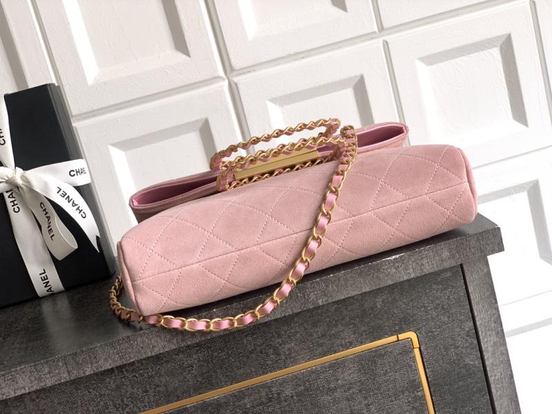 Chanel Medium Suede Shoulder Bag Pink AS81702