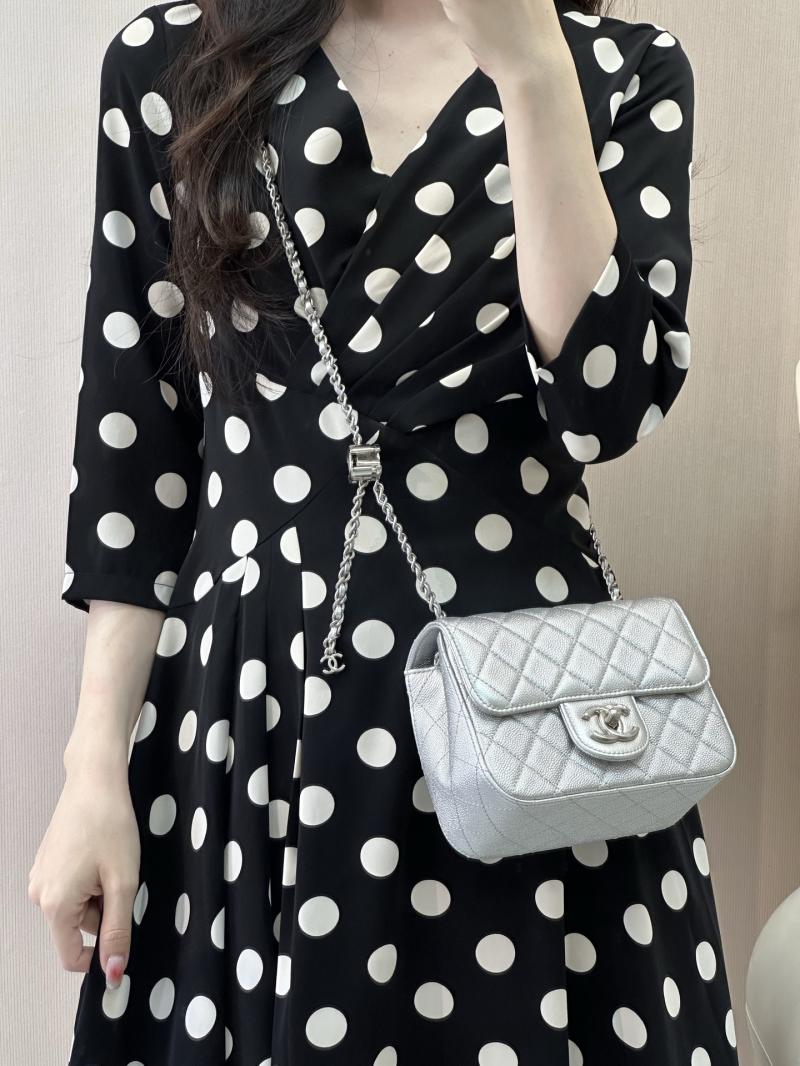 Chanel Mini Flap Bag Silver AS5758