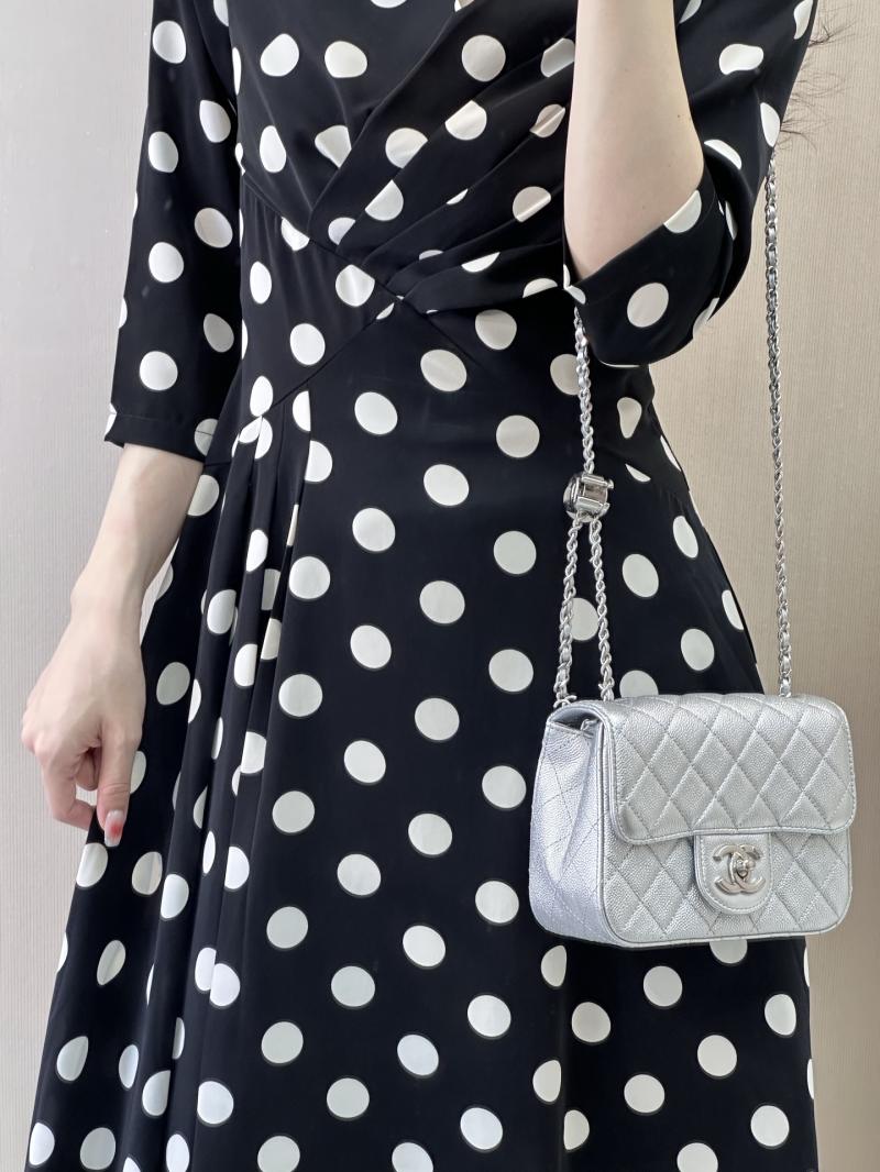Chanel Mini Flap Bag Silver AS5758