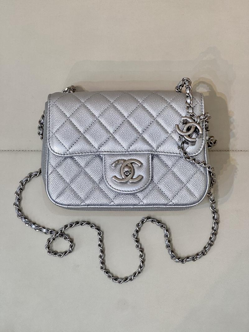 Chanel Mini Flap Bag Silver AS5758