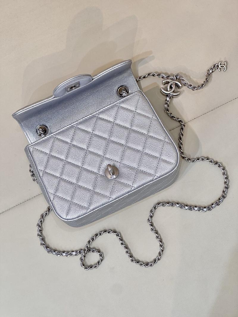 Chanel Mini Flap Bag Silver AS5758