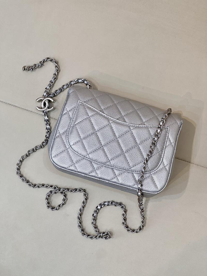 Chanel Mini Flap Bag Silver AS5758