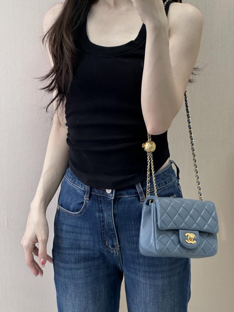Chanel Mini Lambskin Flap Bag Blue AS1786