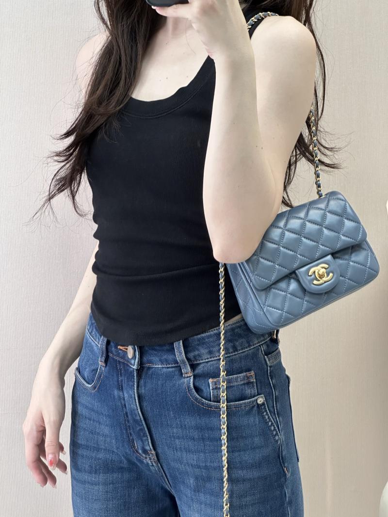 Chanel Mini Lambskin Flap Bag Blue AS1786