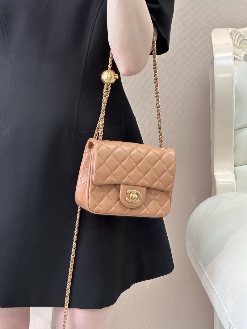 Chanel Mini Lambskin Flap Bag Brown AS1786