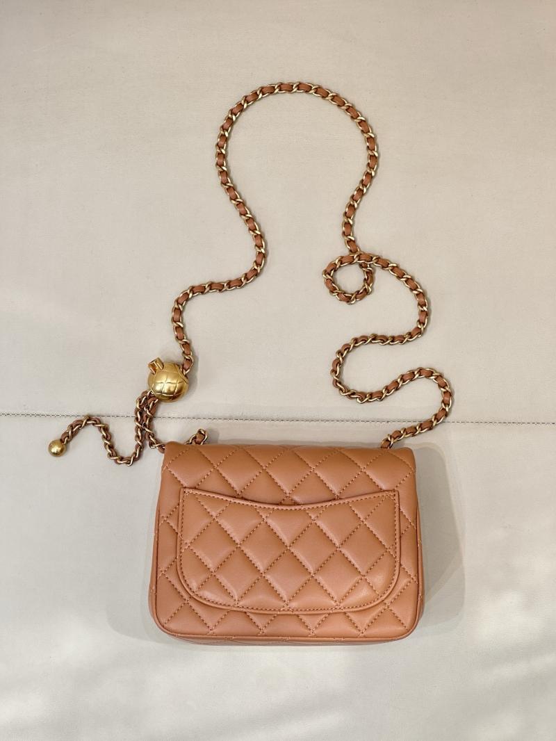 Chanel Mini Lambskin Flap Bag Brown AS1786