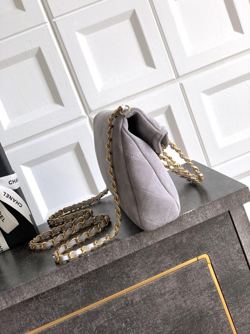 Chanel Mini Suede Shoulder Bag Grey AS81703