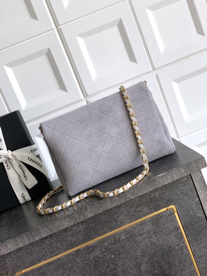 Chanel Mini Suede Shoulder Bag Grey AS81703