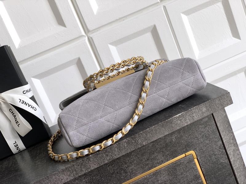 Chanel Mini Suede Shoulder Bag Grey AS81703