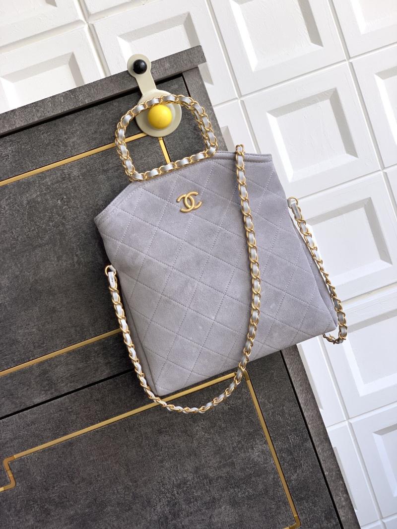 Chanel Mini Suede Shoulder Bag Grey AS81703