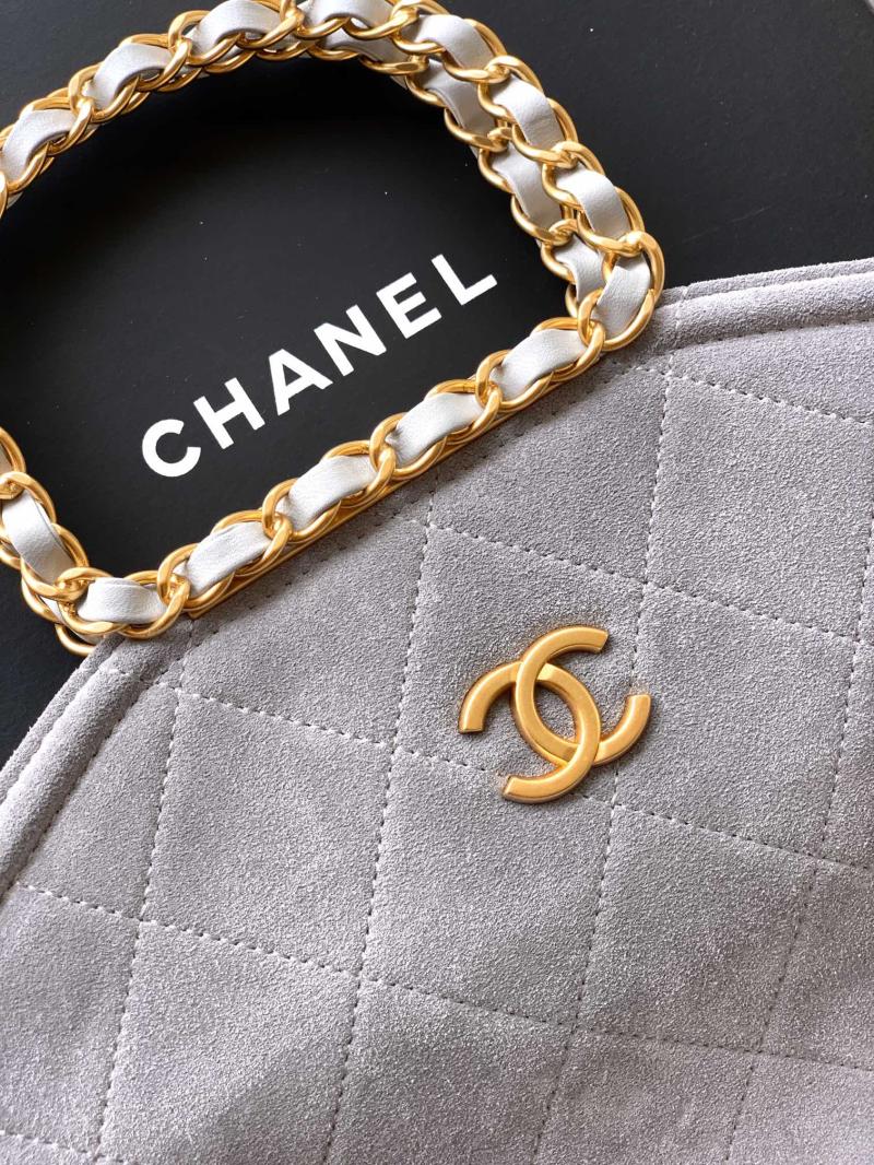 Chanel Mini Suede Shoulder Bag Grey AS81703