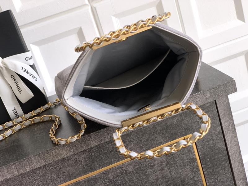 Chanel Mini Suede Shoulder Bag Grey AS81703