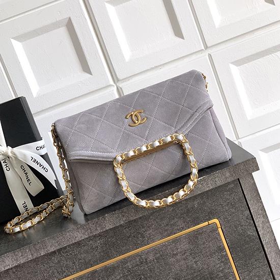 Chanel Mini Suede Shoulder Bag Grey AS81703